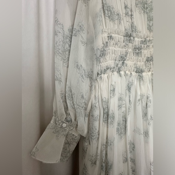 Rebecca Taylor, 100% Pure Silk, Cream and Baby Blue, Size 2 - Picture 10 of 14